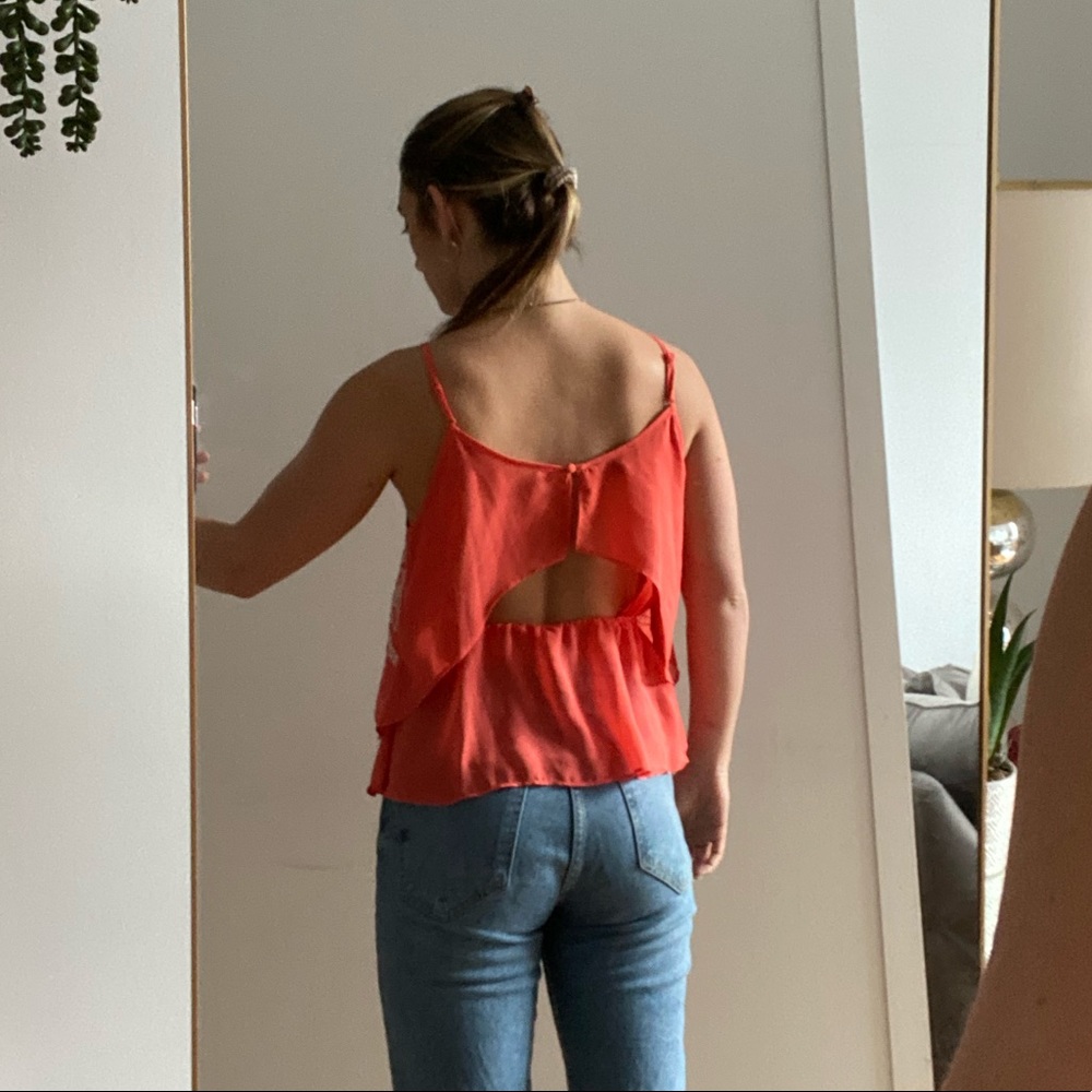 Open Back Orange Tank Top - Picture 3 of 6
